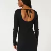 Rochie pulover cu mânecă lungă Cinch Bust cu spatele deschis Rochie pulover cu mânecă lungă Cinch Bust cu spatele deschis