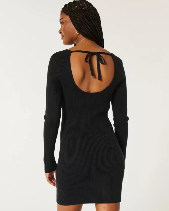 Rochie pulover cu mânecă lungă Cinch Bust cu spatele deschis Rochie pulover cu mânecă lungă Cinch Bust cu spatele deschis