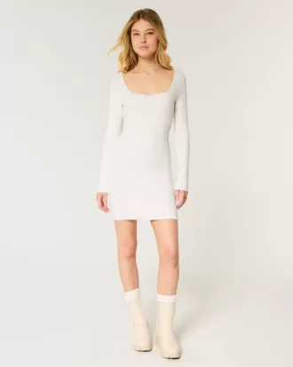 Rochie pulover cu mânecă lungă Cinch Bust cu spatele deschis