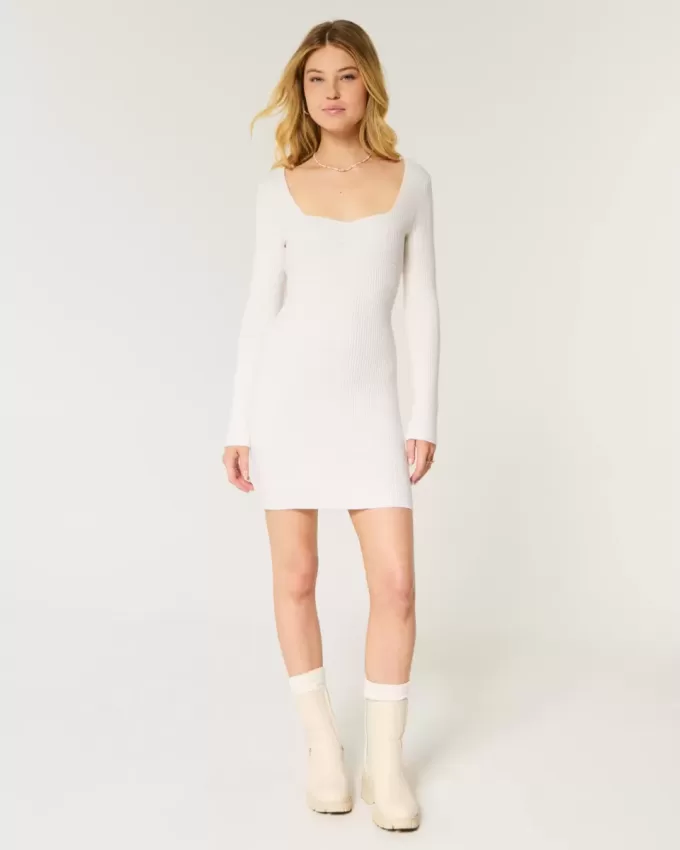 Rochie pulover cu mânecă lungă Cinch Bust cu spatele deschis Rochie pulover cu mânecă lungă Cinch Bust cu spatele deschis