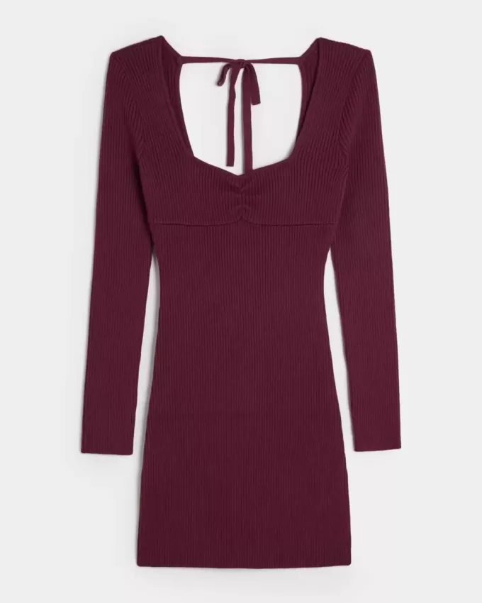 Rochie pulover cu mânecă lungă Cinch Bust cu spatele deschis Rochie pulover cu mânecă lungă Cinch Bust cu spatele deschis