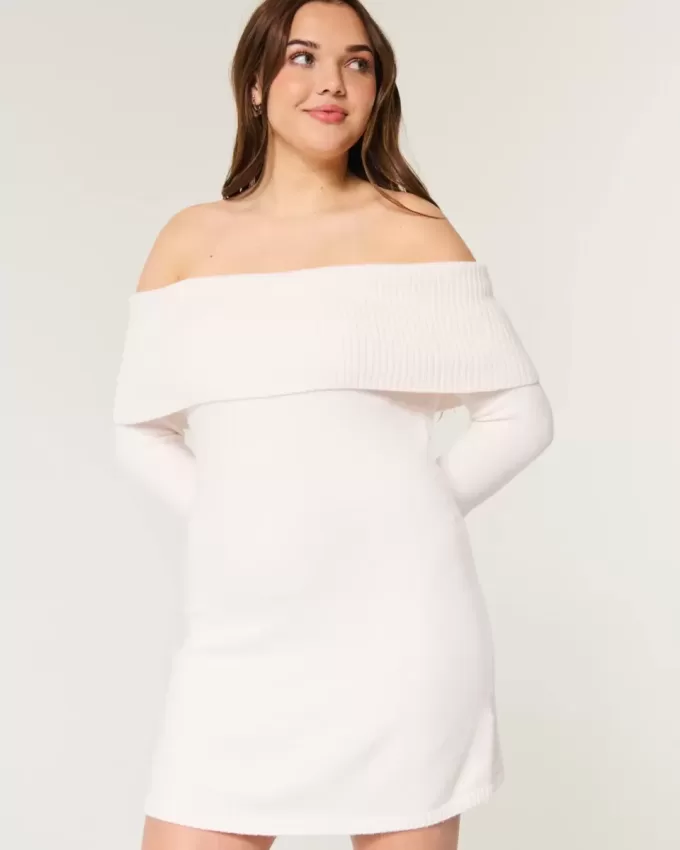 Rochie pulover cu umăr dezactivat Rochie pulover cu umăr dezactivat