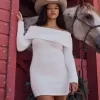 Rochie pulover cu umăr dezactivat Rochie pulover cu umăr dezactivat