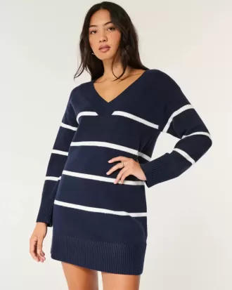Rochie pulover din jerseu pe umeri