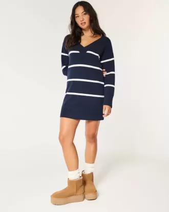 Rochie pulover din jerseu pe umeri