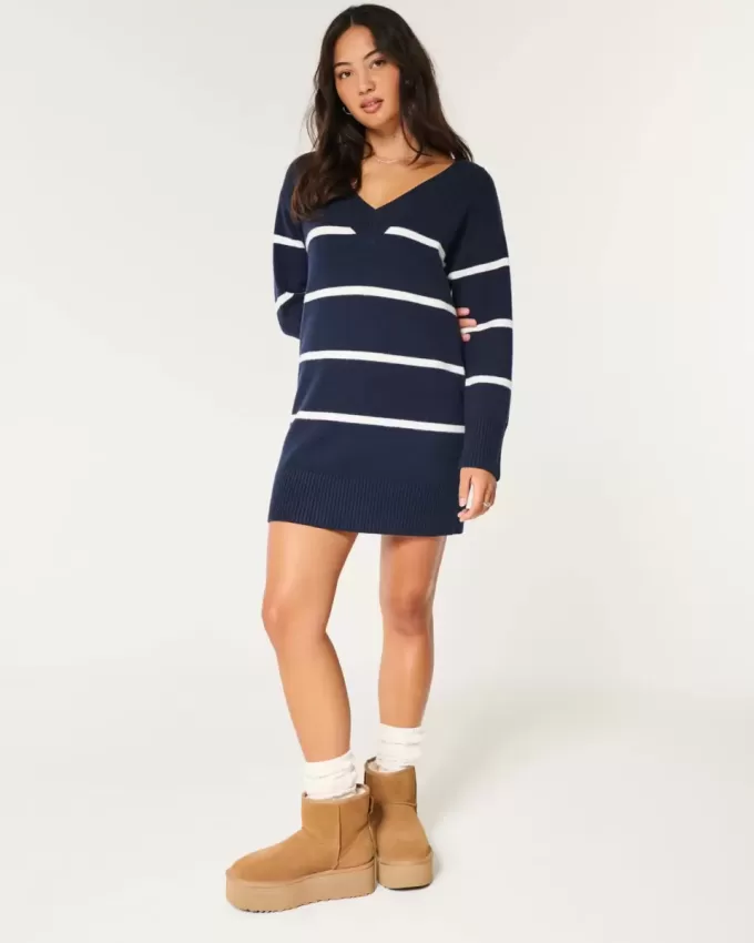 Rochie pulover din jerseu pe umeri Rochie pulover din jerseu pe umeri