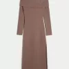 Rochie pulover midi cu umeri Rochie pulover midi cu umeri