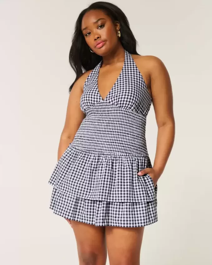 Rochie Skort cu Halter, cu două niveluri Rochie Skort cu Halter, cu două niveluri