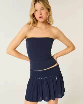 Short mini cu etaje cu smock