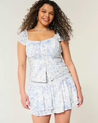 Short mini cu etaje cu smock