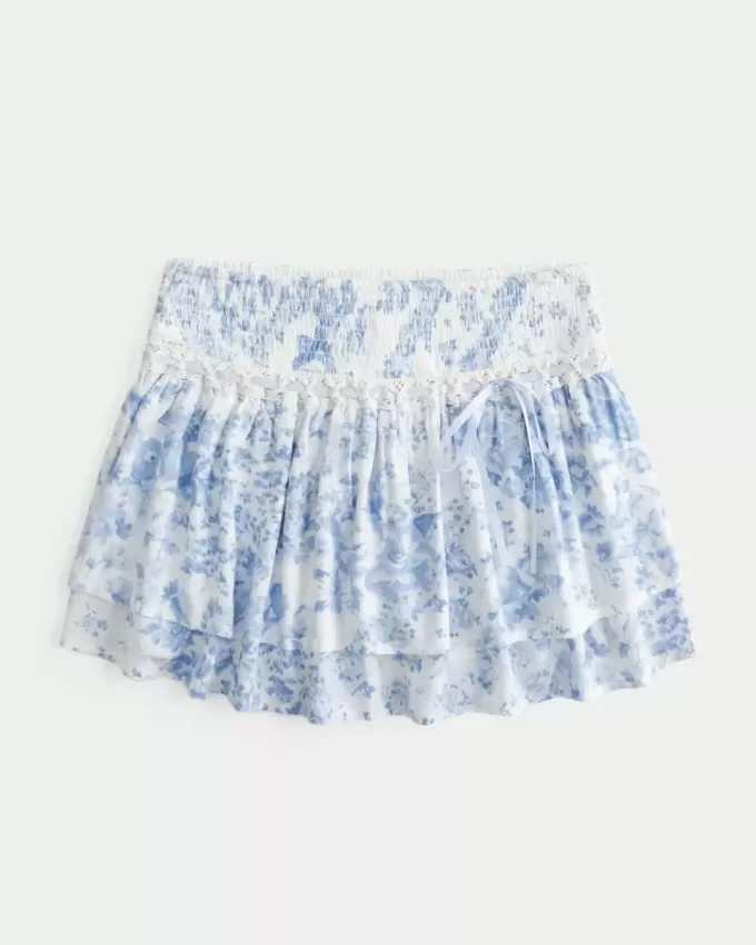Short mini cu etaje cu smock Short mini cu etaje cu smock