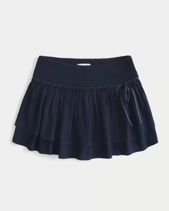 Short mini cu etaje cu smock Short mini cu etaje cu smock