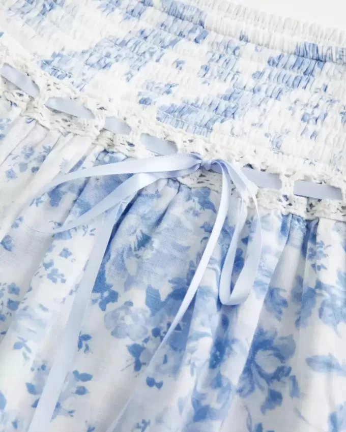 Short mini cu etaje cu smock Short mini cu etaje cu smock