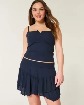 Short mini cu etaje cu tiv asimetric