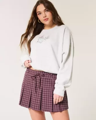 Short mini cu pliuri cu talie mijlocie