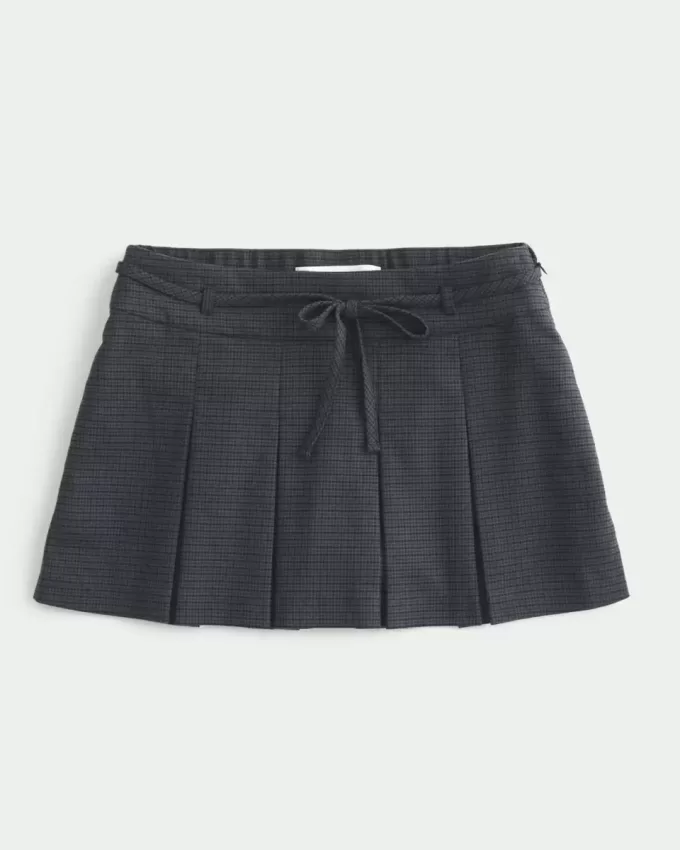 Short mini cu pliuri cu talie mijlocie Short mini cu pliuri cu talie mijlocie