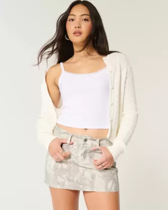 Short mini cu talie joasă Camo Twill