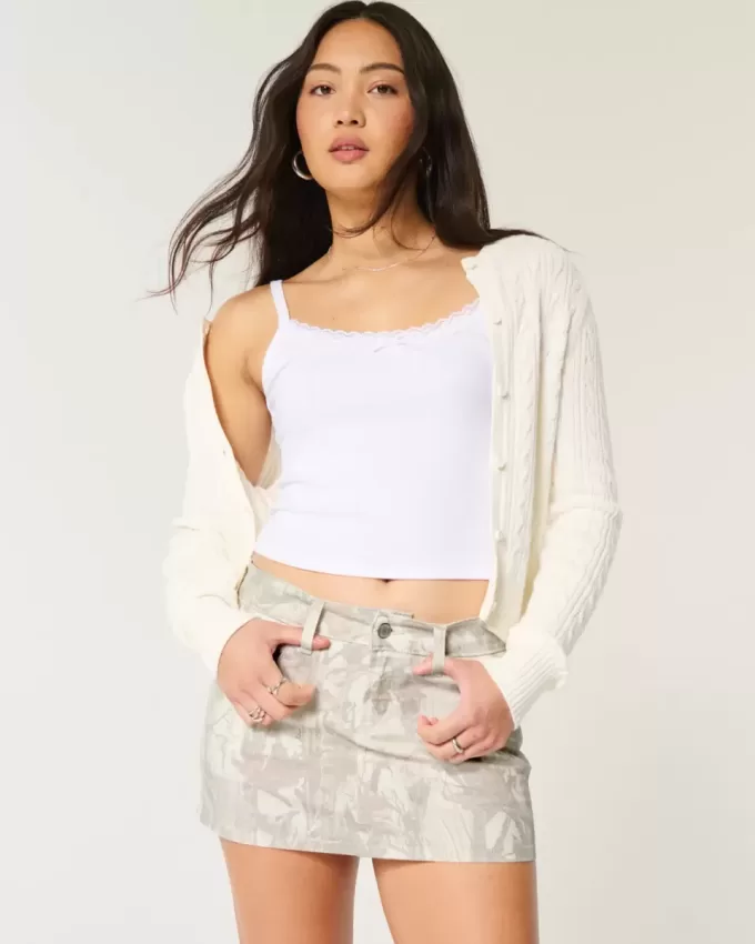 Short mini cu talie joasă Camo Twill Short mini cu talie joasă Camo Twill
