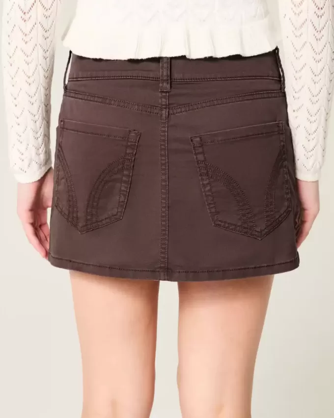 Short mini cu talie joasă din twill Short mini cu talie joasă din twill