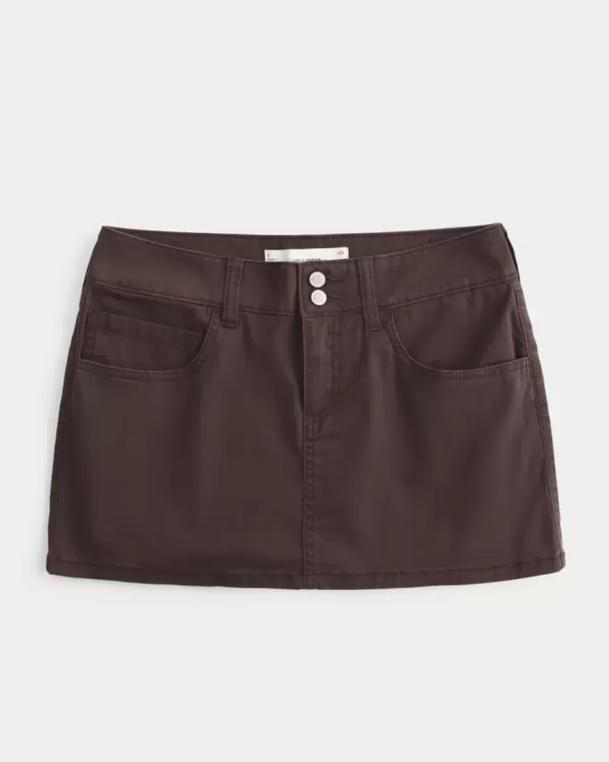 Short mini cu talie joasă din twill Short mini cu talie joasă din twill