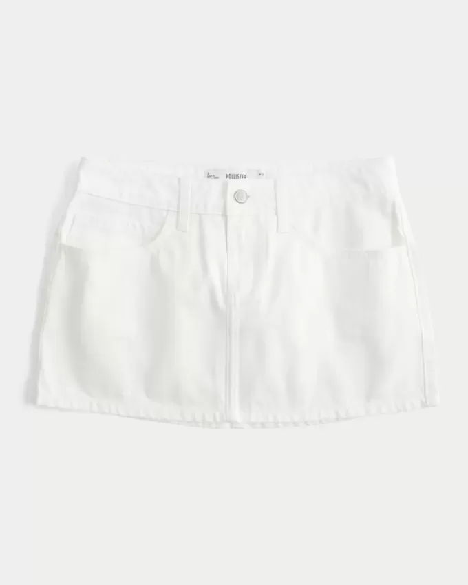 Short mini din denim alb cu talie joasă Short mini din denim alb cu talie joasă