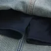 Short mini din denim brodat cu spalare medie Short mini din denim brodat cu spalare medie