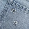 Short mini din denim brodat cu stea cu talie joasa Short mini din denim brodat cu stea cu talie joasa