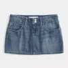 Short mini din denim brodat cu talie joasa Short mini din denim brodat cu talie joasa