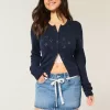 Short mini din denim cu cravată din dantelă Short mini din denim cu cravată din dantelă