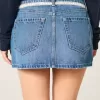 Short mini din denim cu cravată din dantelă Short mini din denim cu cravată din dantelă