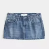 Short mini din denim cu fundă brodat cu talie joasă Short mini din denim cu fundă brodat cu talie joasă