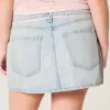 Short mini din denim cu șiret de spălare ușoară Short mini din denim cu șiret de spălare ușoară