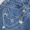Short mini din denim cu lant brodat cu spalare medie Short mini din denim cu lant brodat cu spalare medie