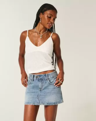 Short mini din denim cu talie joasă
