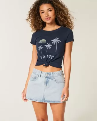 Short mini din denim cu talie joasă