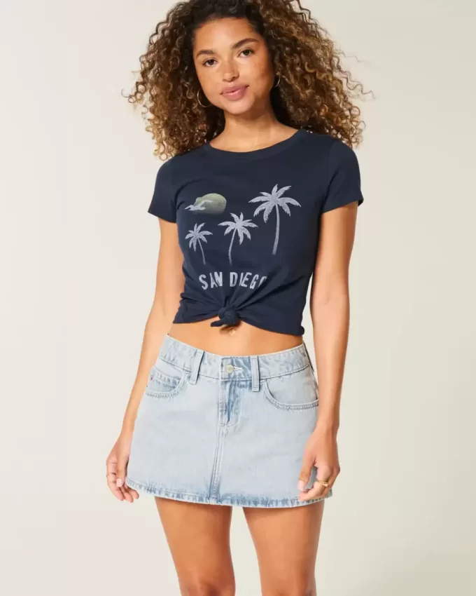 Short mini din denim cu talie joasă Short mini din denim cu talie joasă