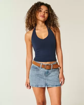 Short mini din denim cu talie joasă