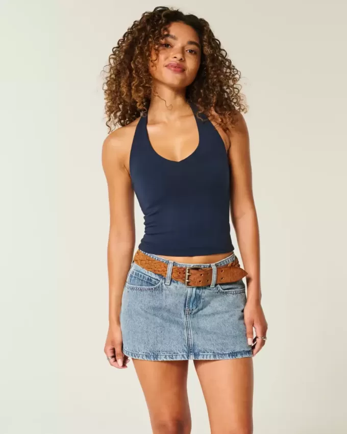 Short mini din denim cu talie joasă Short mini din denim cu talie joasă