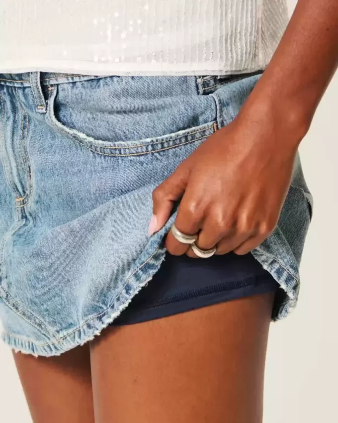 Short mini din denim cu talie joasă Short mini din denim cu talie joasă