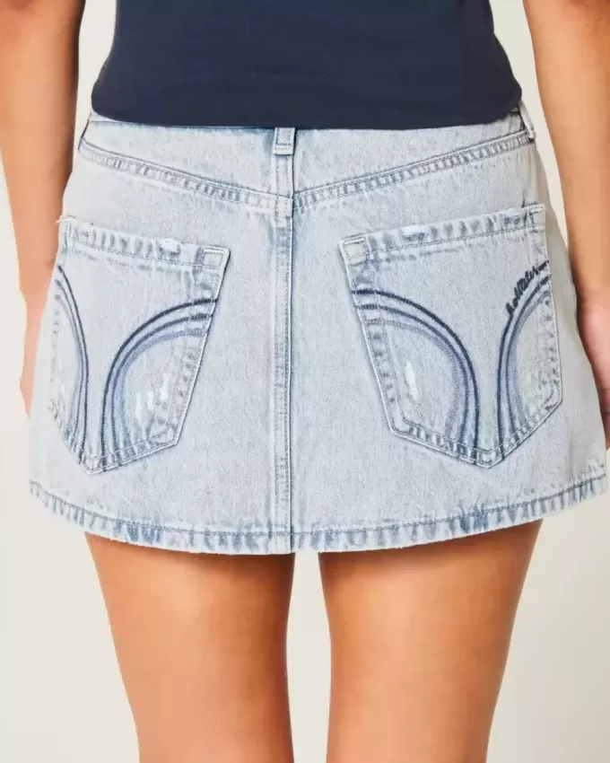 Short mini din denim cu talie joasă Short mini din denim cu talie joasă