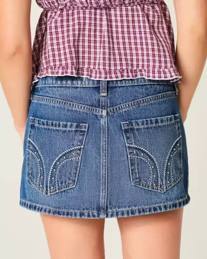 Short mini din denim cu talie joasă Short mini din denim cu talie joasă