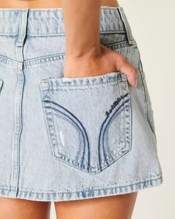 Short mini din denim cu talie joasă Short mini din denim cu talie joasă