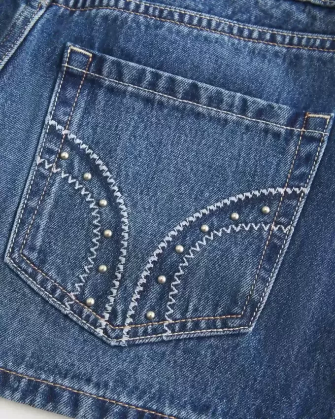 Short mini din denim cu talie joasă Short mini din denim cu talie joasă