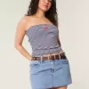 Short mini din denim cu talie joasă, cu spalare medie Short mini din denim cu talie joasă, cu spalare medie