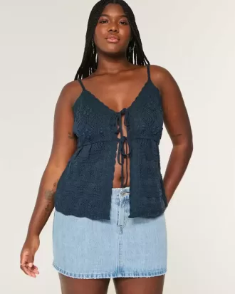 Short mini din denim cu talie joasă, cu spalare medie