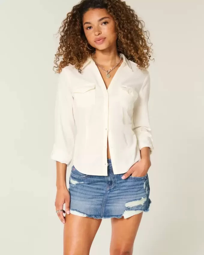 Short mini din denim cu talie joasă ruptă Short mini din denim cu talie joasă ruptă