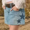 Short mini din denim cu talie joasă, spalare medie Short mini din denim cu talie joasă, spalare medie