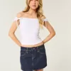 Short mini din denim cu talie joasă, spalat la culoare închisă Short mini din denim cu talie joasă, spalat la culoare închisă