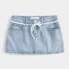 Short mini din denim, cu talie joasă, spălat ușor Short mini din denim, cu talie joasă, spălat ușor