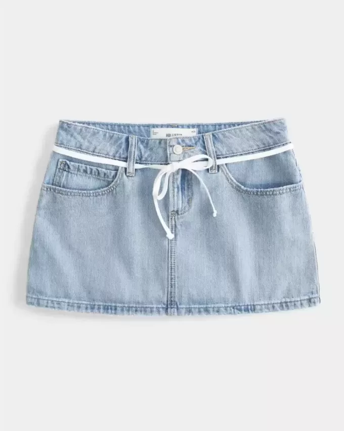 Short mini din denim, cu talie joasă, spălat ușor Short mini din denim, cu talie joasă, spălat ușor